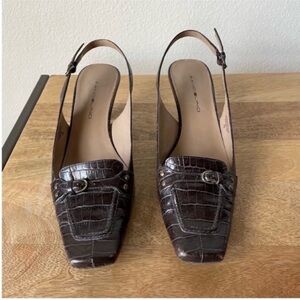 Bandolino brown crocodile sling back heels